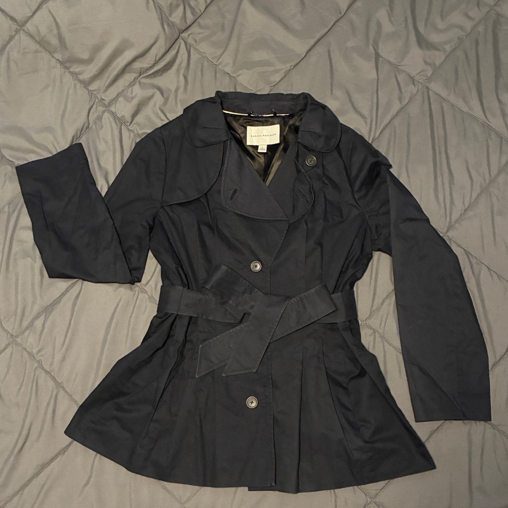 Banana Republic tie-waist black coat